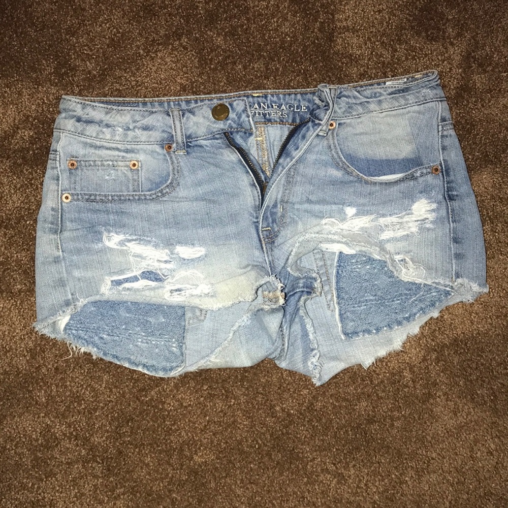 american eagle light denim shorts